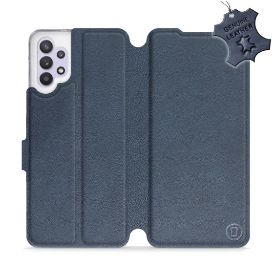 Etui ze skóry naturalnej do Samsung Galaxy M32 5G - wzór Blue Leather