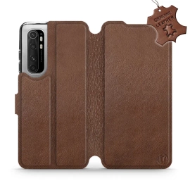 Etui ze skóry naturalnej do Xiaomi Mi Note 10 Lite - wzór Brown Leather