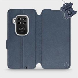 Etui ze skóry naturalnej do Motorola One Zoom - wzór Blue Leather