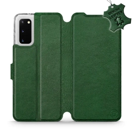 Etui ze skóry naturalnej do Samsung Galaxy S20 - wzór Green Leather