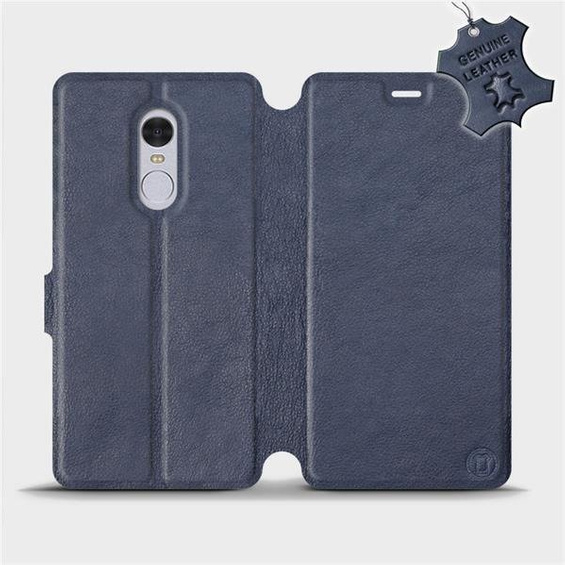 Etui ze skóry naturalnej do Xiaomi Redmi Note 4X - wzór Blue Leather