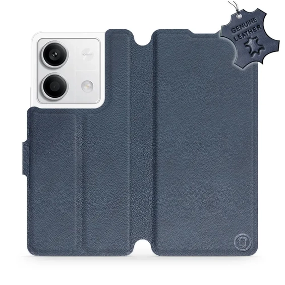 Etui ze skóry naturalnej do Xiaomi Redmi Note 13 5G - wzór Blue Leather