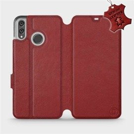 Etui ze skóry naturalnej do Huawei Honor 8X - wzór Dark Red Leather