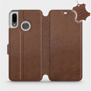 Etui ze skóry naturalnej do Huawei Nova 3 - wzór Brown Leather