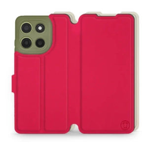 Etui Soft Touch do Motorola Moto G15 - wzór Żywa czerwień z platyną