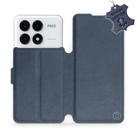 Etui ze skóry naturalnej do Xiaomi POCO F6 Pro - wzór Blue Leather