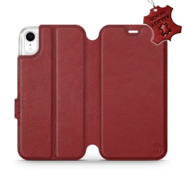 Etui ze skóry naturalnej do Apple iPhone XR - wzór Dark Red Leather
