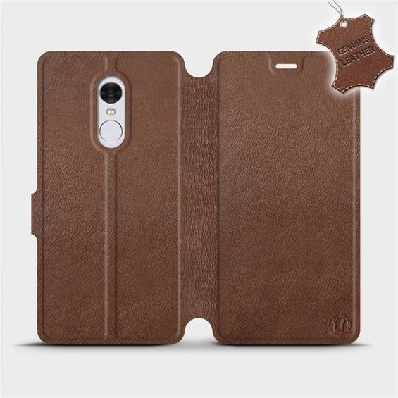 Etui ze skóry naturalnej do Xiaomi Redmi Note 4X - wzór Brown Leather