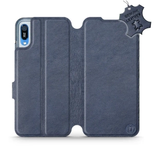 Etui ze skóry naturalnej do Huawei Y6 2019 - wzór Blue Leather