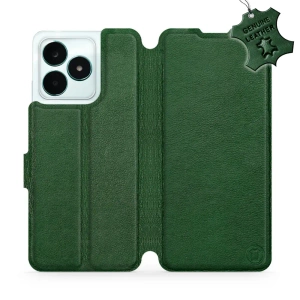 Etui ze skóry naturalnej do Realme C51 - wzór Green Leather