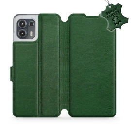 Etui ze skóry naturalnej do Motorola Edge 20 Lite - wzór Green Leather