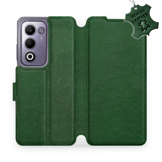 Etui ze skóry naturalnej do OPPO A5m - wzór Green Leather