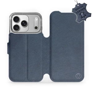Etui ze skóry naturalnej do Apple iPhone 17 Pro - wzór Blue Leather
