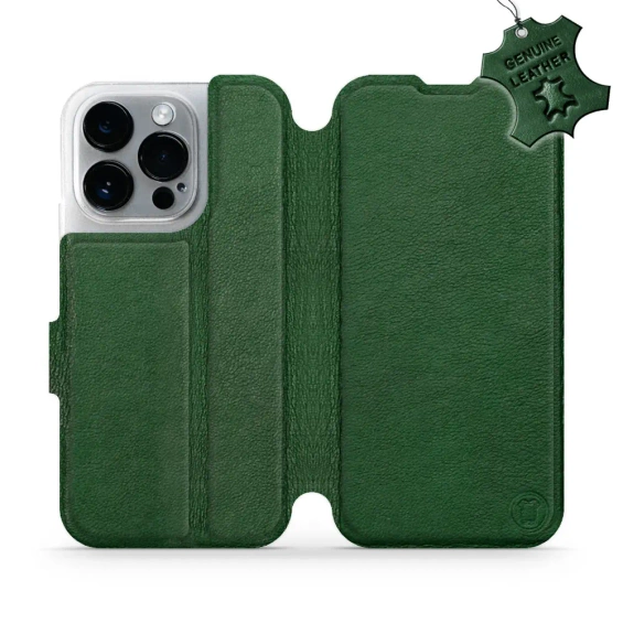 Etui ze skóry naturalnej do Apple iPhone 14 Pro - wzór Green Leather