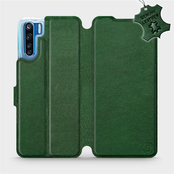Etui ze skóry naturalnej do OPPO A91 - wzór Green Leather