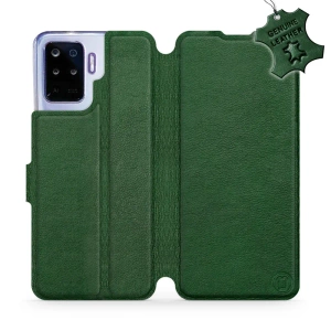 Etui ze skóry naturalnej do OPPO Reno 5 Lite - wzór Green Leather