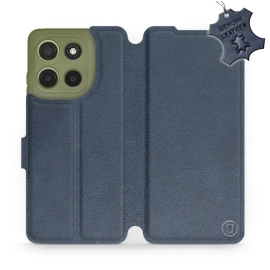 Etui ze skóry naturalnej do Motorola Moto G15 - wzór Blue Leather