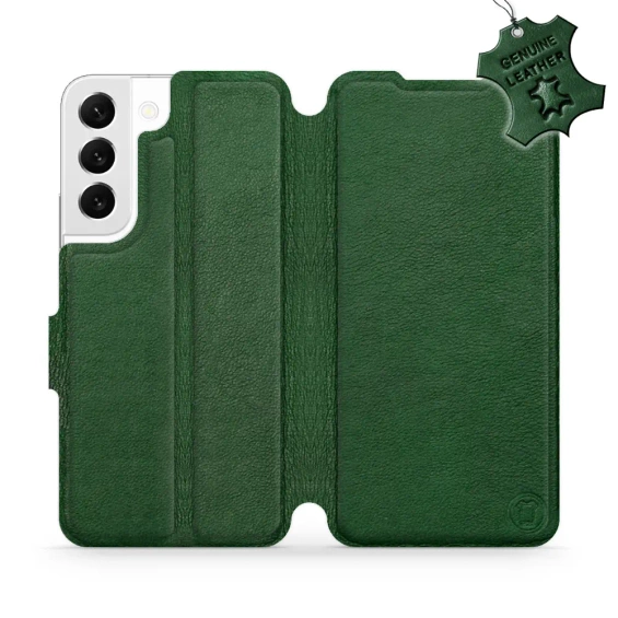 Etui ze skóry naturalnej do Samsung Galaxy S22 - wzór Green Leather