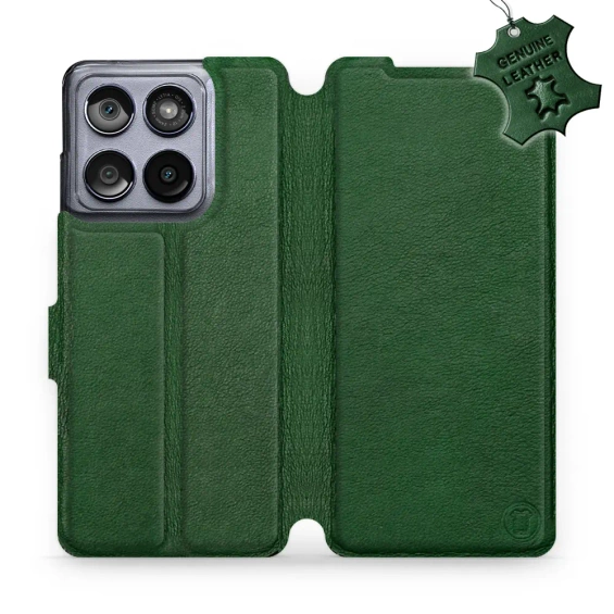 Etui ze skóry naturalnej do Motorola Edge 60 Fusion - wzór Green Leather