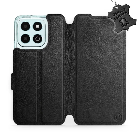 Etui ze skóry naturalnej do Huawei Honor X6b - wzór Black Leather
