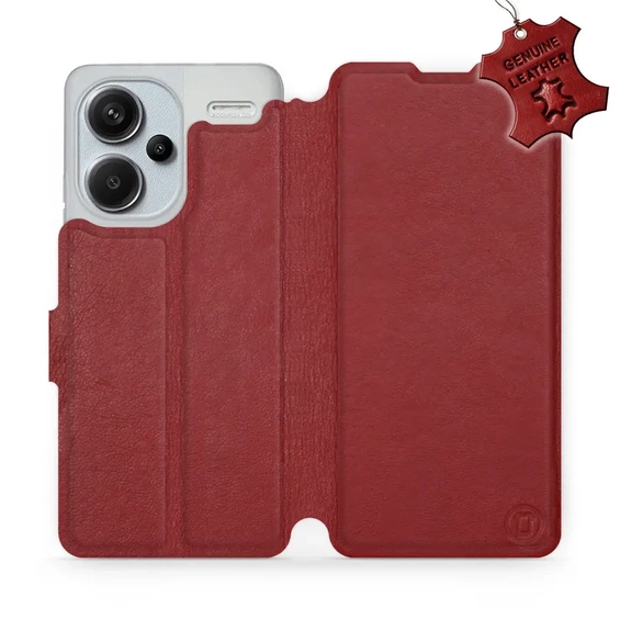 Etui ze skóry naturalnej do Xiaomi Redmi Note 13 PRO Plus - wzór Dark Red Leather