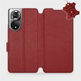 Etui ze skóry naturalnej do Huawei Honor 50 - wzór Dark Red Leather