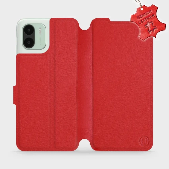 Etui ze skóry naturalnej do Xiaomi Redmi A2 - wzór Red Leather