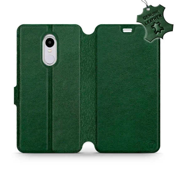 Etui ze skóry naturalnej do Xiaomi Redmi Note 4 - wzór Green Leather