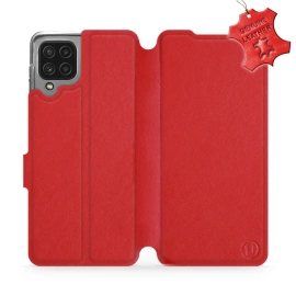 Etui ze skóry naturalnej do Samsung Galaxy M22 - wzór Red Leather