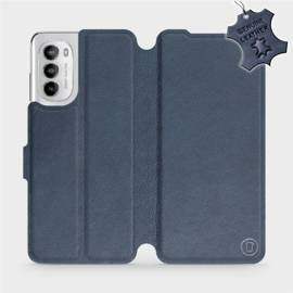 Etui ze skóry naturalnej do Motorola Moto G82 5G - wzór Blue Leather