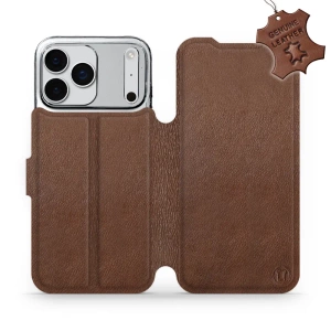 Etui ze skóry naturalnej do Apple iPhone 17 Pro Max - wzór Brown Leather