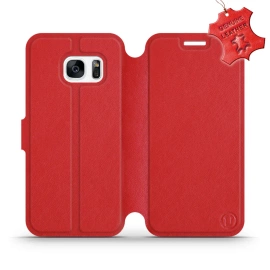 Etui ze skóry naturalnej do Samsung Galaxy S7 - wzór Red Leather
