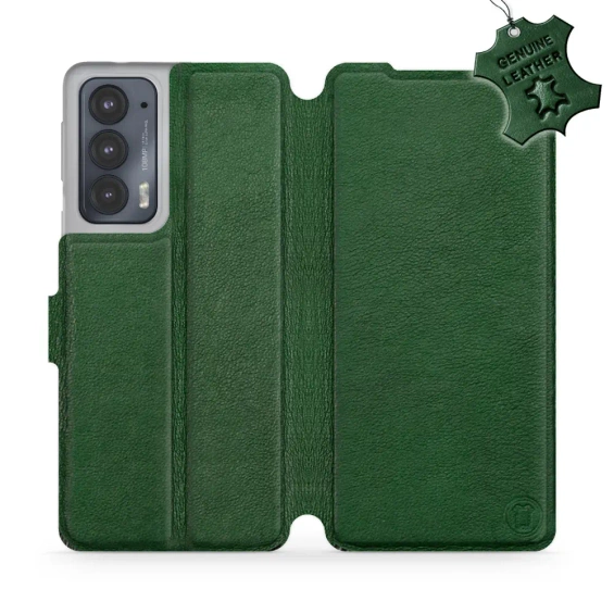 Etui ze skóry naturalnej do Motorola Edge 20 - wzór Green Leather