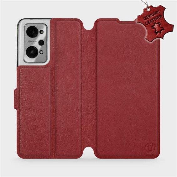 Etui ze skóry naturalnej do Realme GT 2 - wzór Dark Red Leather