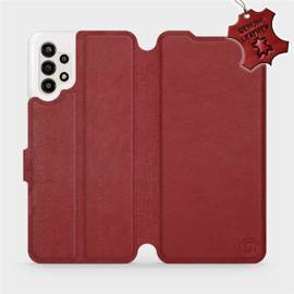 Etui ze skóry naturalnej do Samsung Galaxy A13 4G - wzór Dark Red Leather