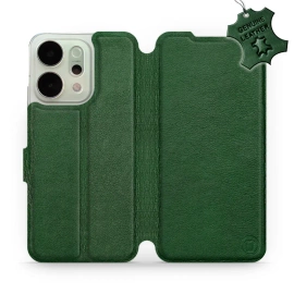 Etui ze skóry naturalnej do OPPO Reno 14 Pro 5G - wzór Green Leather
