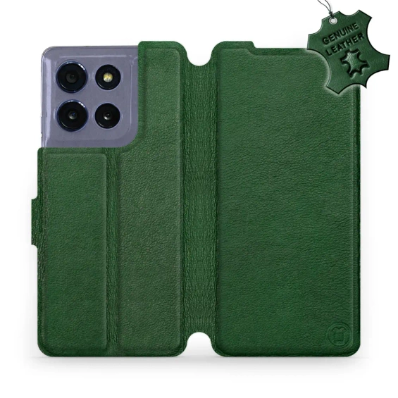 Etui ze skóry naturalnej do Motorola Moto G86 5G - wzór Green Leather