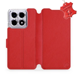 Etui ze skóry naturalnej do Xiaomi 14T - wzór Red Leather