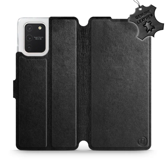 Etui ze skóry naturalnej do Samsung Galaxy S10 Lite - wzór Black Leather