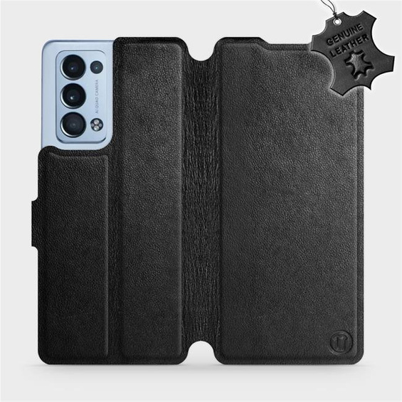 Etui ze skóry naturalnej do OPPO Reno 6 Pro 5G - wzór Black Leather