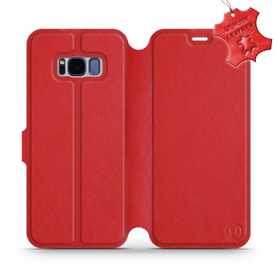 Etui ze skóry naturalnej do Samsung Galaxy S8 - wzór Red Leather