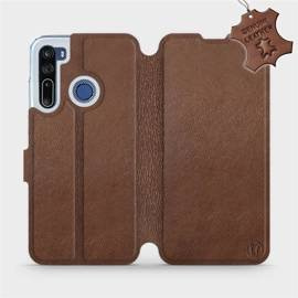 Etui ze skóry naturalnej do HTC Desire 20 Pro - wzór Brown Leather