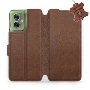 Etui ze skóry naturalnej do Motorola Moto G55 5G - wzór Brown Leather