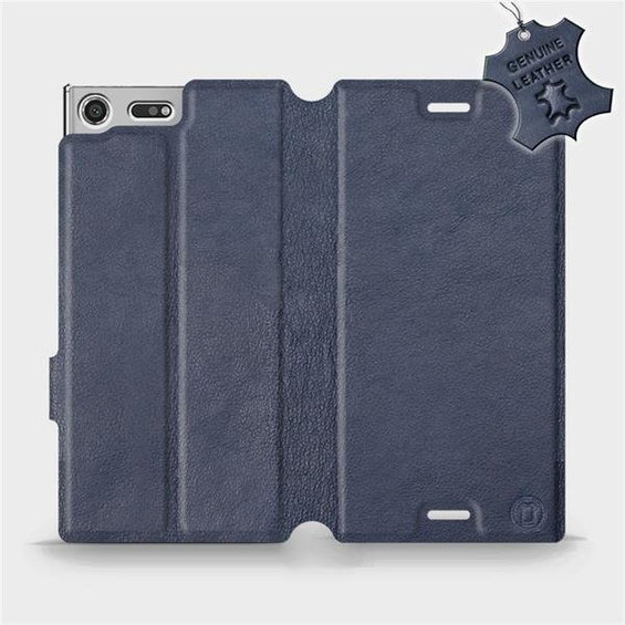 Etui ze skóry naturalnej do Sony Xperia XZ Premium - wzór Blue Leather