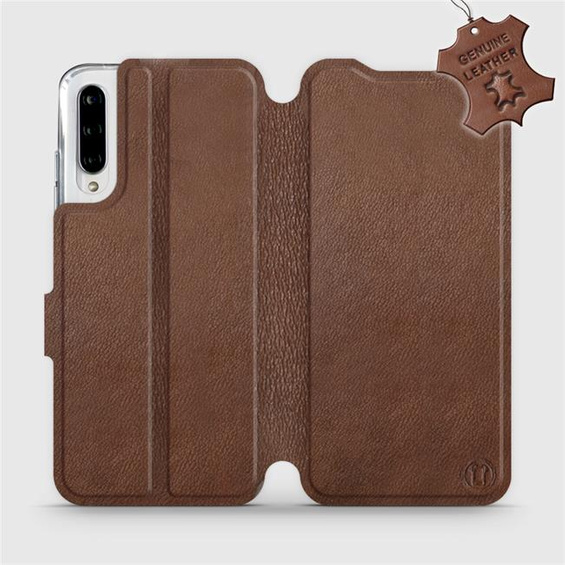 Etui ze skóry naturalnej do Xiaomi Mi A3 - wzór Brown Leather