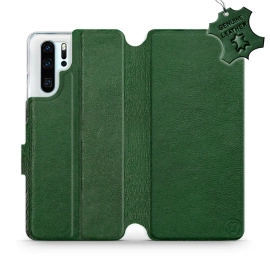 Etui ze skóry naturalnej do Huawei P30 Pro - wzór Green Leather