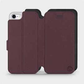 Etui Soft Touch do Apple iPhone SE 2022 - wzór Matowy burgund z czernią