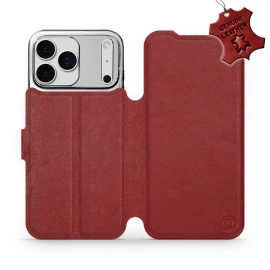 Etui ze skóry naturalnej do Apple iPhone 17 Pro Max - wzór Dark Red Leather
