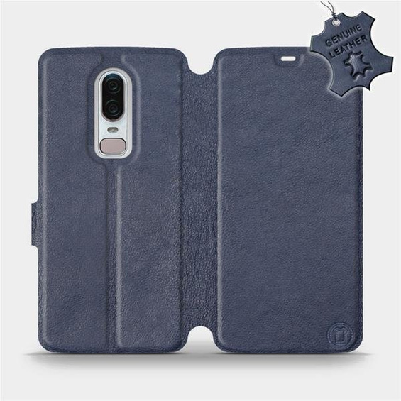 Etui ze skóry naturalnej do OnePlus 6 A6000 - wzór Blue Leather