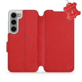 Etui ze skóry naturalnej do Samsung Galaxy S23 - wzór Red Leather